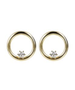 Orecchini Milor | Orecchini A Lobo Cerchio E Punto Luce In Cubic Zirconia Oro 9Kt