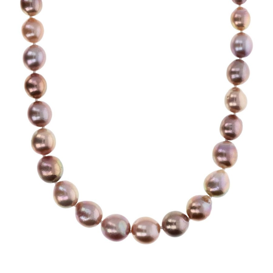 Collane Milor | Collana Girocollo Graduata Con Perle Ming D'Acqua Dolce Multicolor O 9/12 Mm In Argento 925 Placcato Oro Bianco 18Kt