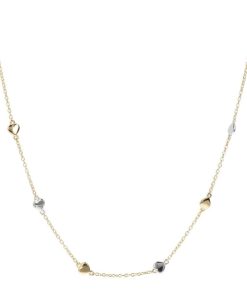 Collane Milor | Collana Catena Forzatina Con Piccoli Cuori Bicolore Oro 9Kt