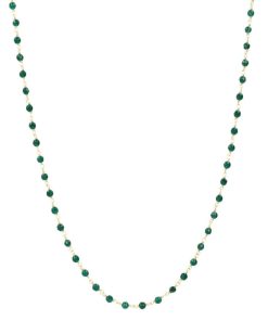 Collane Milor | Collana Rosario Con Quarzite Verde In Argento 925 Placcato Oro Giallo 18Kt