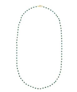 Collane Milor | Collana Rosario Con Quarzite Verde In Argento 925 Placcato Oro Giallo 18Kt