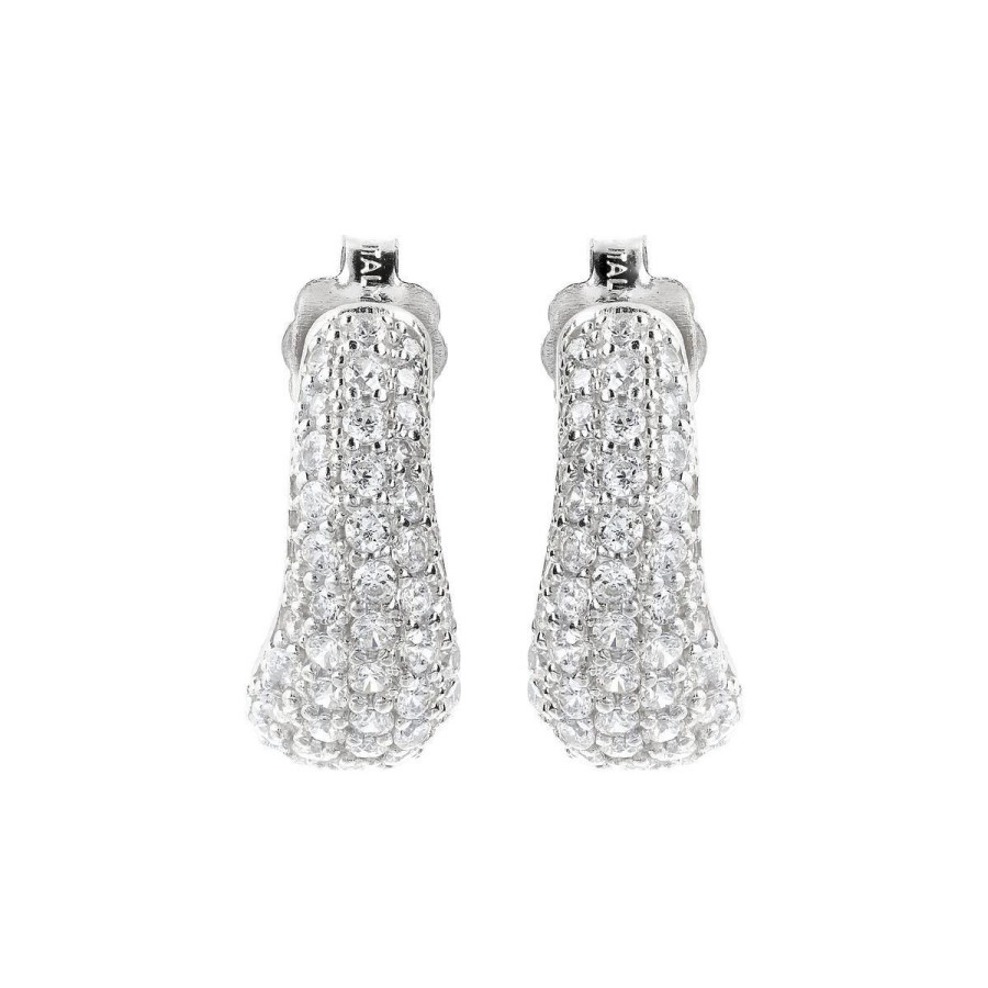 Orecchini Milor | Orecchini In Argento 925 Placcato Rodio Con Pave In Cubic Zirconia