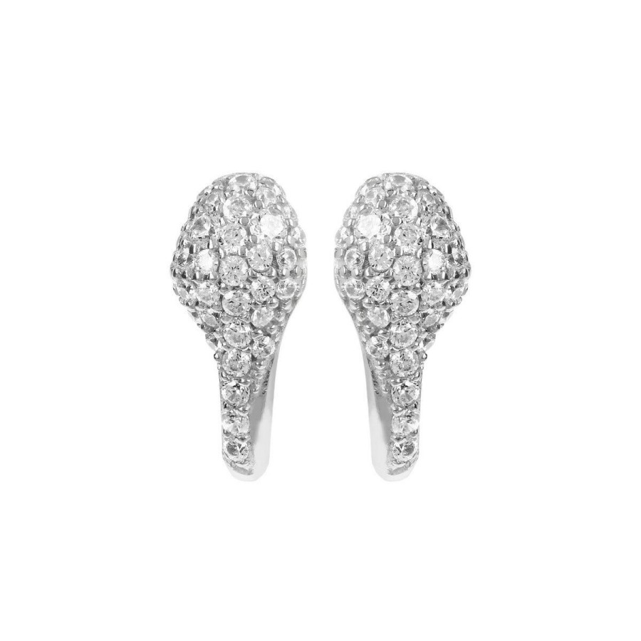 Orecchini Milor | Orecchini Pendenti Pave Goccia Inversa Con Cubic Zirconia In Argento 925 Placcato Rodio