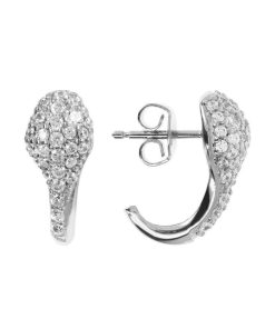 Orecchini Milor | Orecchini Pendenti Pave Goccia Inversa Con Cubic Zirconia In Argento 925 Placcato Rodio