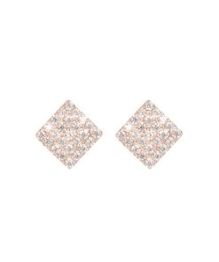 Orecchini Milor | Orecchini A Lobo Con Rombo Pave In Cubic Zirconia Oro 9Kt