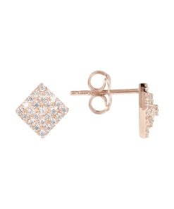 Orecchini Milor | Orecchini A Lobo Con Rombo Pave In Cubic Zirconia Oro 9Kt