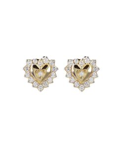 Orecchini Milor | Orecchini A Lobo Con Cuore E Cubic Zirconia Oro 9Kt