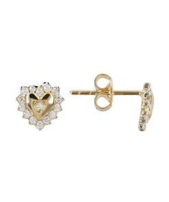 Orecchini Milor | Orecchini A Lobo Con Cuore E Cubic Zirconia Oro 9Kt