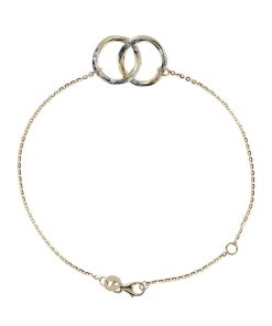 Bracciali Milor | Bracciale Catena Forzatina Con Doppio Cerchio Bicolore Diamantato Oro 9Kt