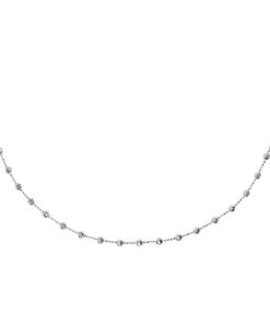 Collane Milor | Collana Lunga Con Bead Diamantate In Argento 925 Placcato Platino