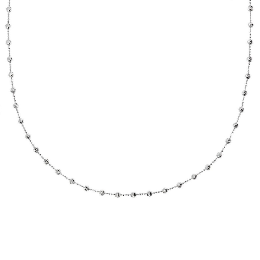 Collane Milor | Collana Lunga Con Bead Diamantate In Argento 925 Placcato Platino