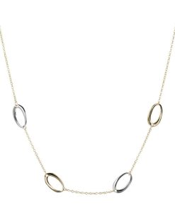 Collane Milor | Collana Catena Rolo Con Station Ellissi Bicolore Oro 9Kt