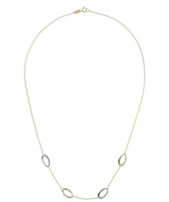 Collane Milor | Collana Catena Rolo Con Station Ellissi Bicolore Oro 9Kt