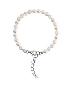 Bracciali Milor | Bracciale Con Perle D'Acqua Dolce Bianche O 6/6.5 Mm In Argento 925 Placcato Oro Bianco 18Kt