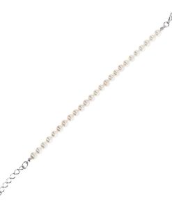 Bracciali Milor | Bracciale Con Perle D'Acqua Dolce Bianche O 6/6.5 Mm In Argento 925 Placcato Oro Bianco 18Kt