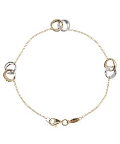 Bracciali Milor | Bracciale Catena Forzatina E Doppi Anelli Intrecciati Bicolore Oro 9Kt