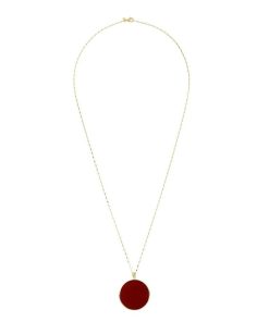 Collane Milor | Collana Lunga In Argento 925 Placcato Oro Giallo 18Kt Con Pendente In Pietra Naturale Corniola Rossa