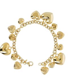 Bracciali Milor | Bracciale Con Charms A Cuori In Argento 925 Placcato Oro Giallo 18Kt