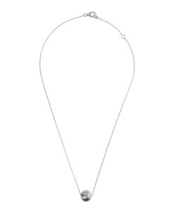 Collane Milor | Collana Con Perla Ming D'Acqua Dolce Grigia O 11/12 Mm In Argento 925 Placcato Oro Bianco 18Kt