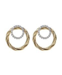 Orecchini Milor | Orecchini Con Doppio Cerchio Bicolore In Cubic Zirconia Oro 9Kt