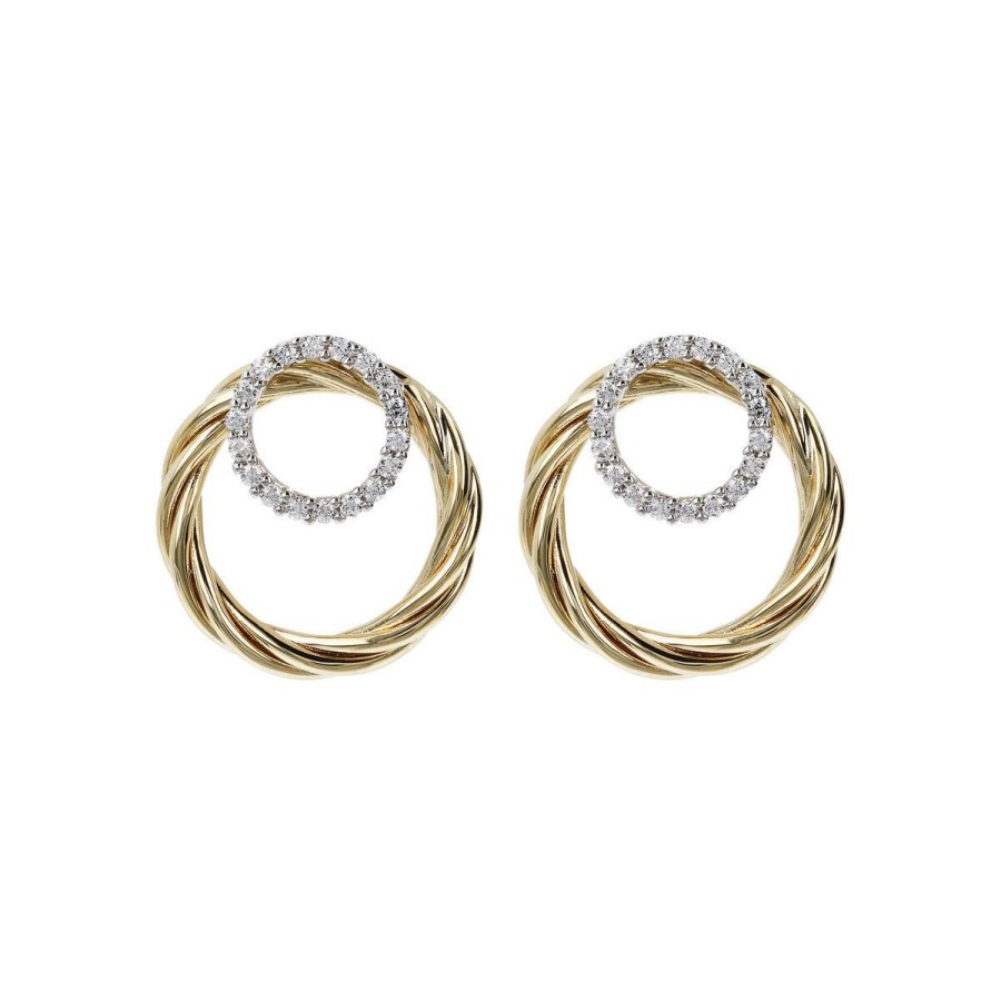 Orecchini Milor | Orecchini Con Doppio Cerchio Bicolore In Cubic Zirconia Oro 9Kt