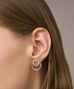 Orecchini Milor | Orecchini Con Doppio Cerchio Bicolore In Cubic Zirconia Oro 9Kt