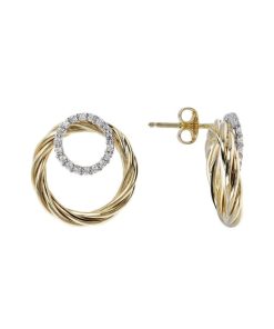 Orecchini Milor | Orecchini Con Doppio Cerchio Bicolore In Cubic Zirconia Oro 9Kt