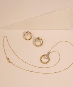 Orecchini Milor | Orecchini Con Doppio Cerchio Bicolore In Cubic Zirconia Oro 9Kt