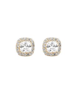 Orecchini Milor | Orecchini A Lobo Quadrati Con Cubic Zirconia Oro 9Kt