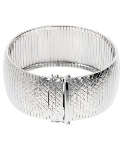 Bracciali Milor | Maxi Bracciale Omega In Argento 925 Placcato Platino