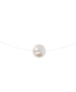 Collane Milor | Collana Girocollo 'Fantasmino' Con Perla Ming D'Acqua Dolce Bianca O 11/13 Mm In Argento 925 Placcato Oro Bianco 18Kt