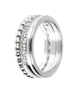 Anelli Milor | Set Di Tre Anelli In Argento Con Cubic Zirconia In Argento 925 Placcato Platino