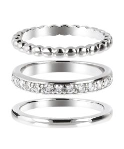 Anelli Milor | Set Di Tre Anelli In Argento Con Cubic Zirconia In Argento 925 Placcato Platino