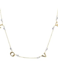 Collane Milor | Collana Catena Forzatina Con Charms Love E Cubic Zirconia Oro 9Kt