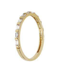 Anelli Milor | Anello Fedina Con Cubic Zirconia Taglio Baguette Oro 9Kt