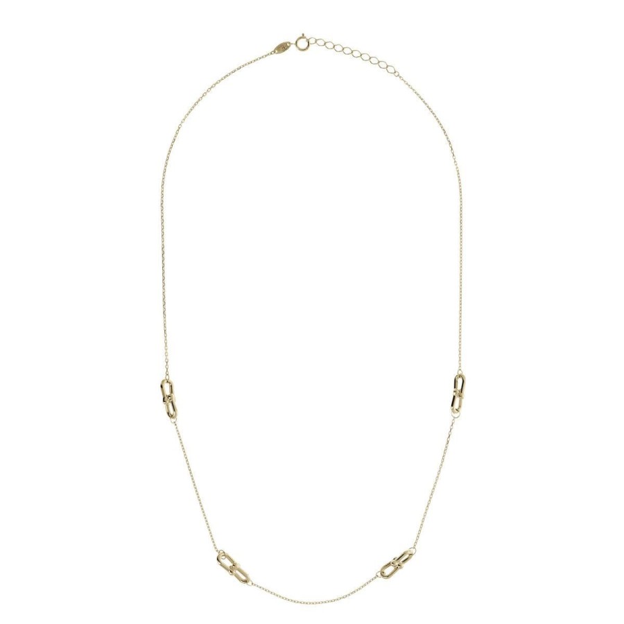 Collane Milor | Collana Catena Forzatina Con Station Di Ellissi Intrecciate Oro 9Kt