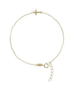 Bracciali Milor | Bracciale Catena Forzatina Con Pendente Croce In Cubic Zirconia Oro 9Kt