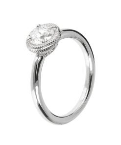 Anelli Milor | Anello Solitario In Argento Con Cubic Zirconia Bianco In Argento 925 Placcato Platino