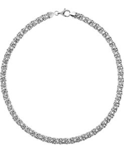 Collane Milor | Collana Girocollo Maglia Bizantina In Argento 925 Placcato Platino