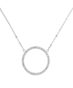 Collane Milor | Collana In Argento Con Cerchio In Cubic Zirconia In Argento 925 Placcato Platino