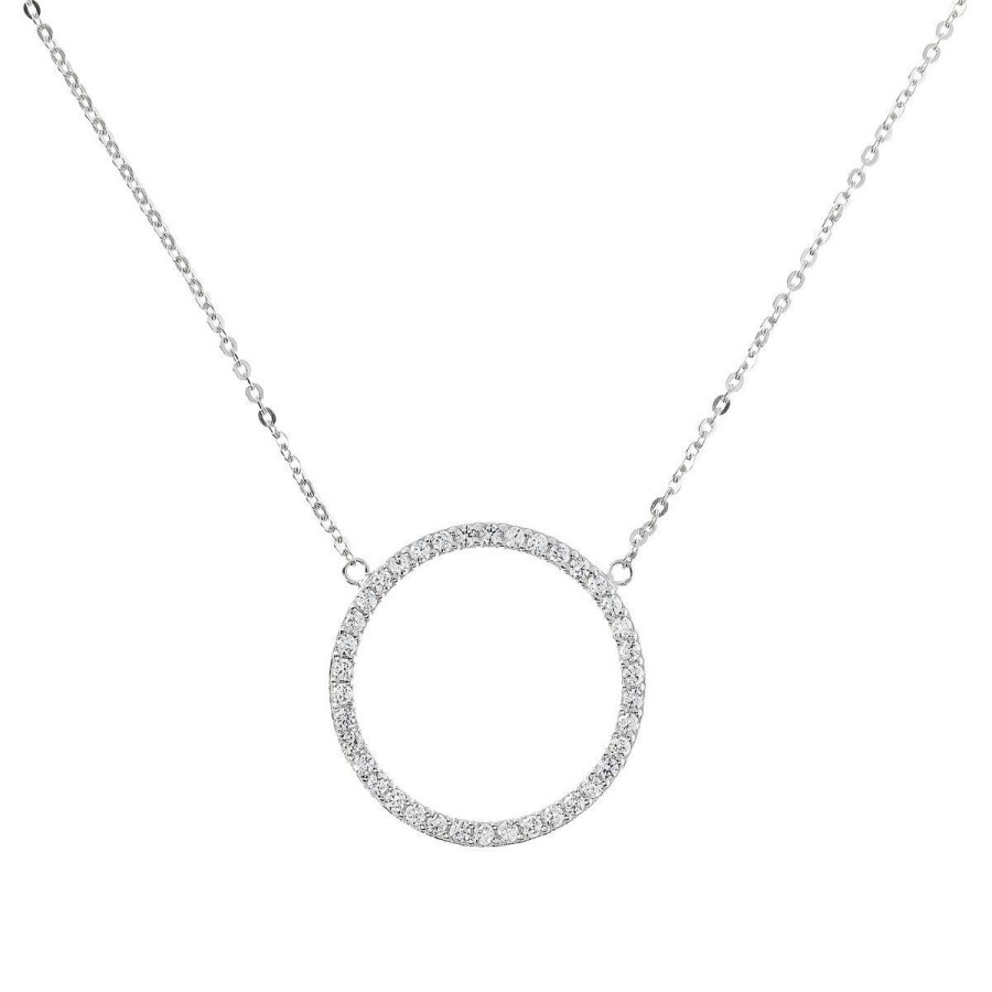 Collane Milor | Collana In Argento Con Cerchio In Cubic Zirconia In Argento 925 Placcato Platino