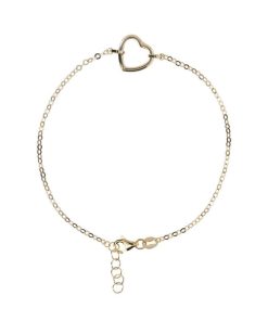 Bracciali Milor | Bracciale Catena Rolo E Cuore Traforato Grande Oro 9Kt