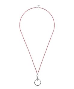 Collane Milor | Collana Duo Con Tormalina Rosa In Argento 925 Placcato Rodio