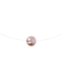 Collane Milor | Collana Girocollo 'Fantasmino' Con Perla Ming D'Acqua Dolce Multicolor O 11/13 Mm In Argento 925 Placcato Oro Bianco 18Kt