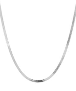 Collane Milor | Collana Lunga In Maglia Snake Piatta In Argento 925 Placcato Platino