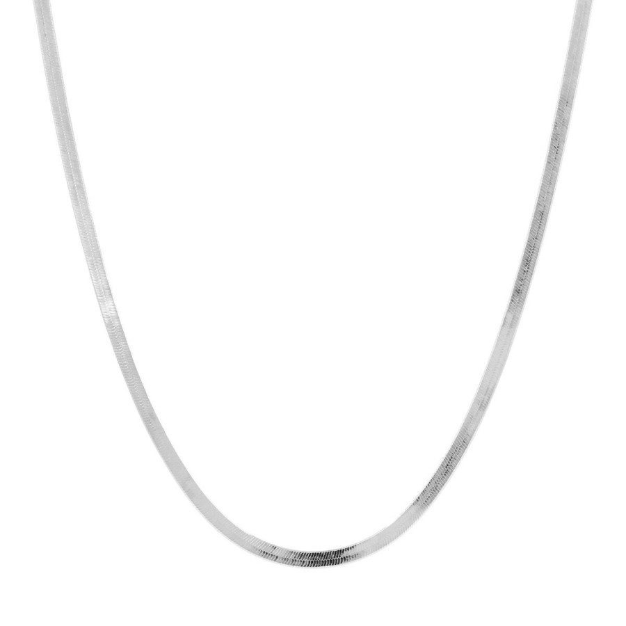 Collane Milor | Collana Lunga In Maglia Snake Piatta In Argento 925 Placcato Platino