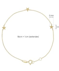 Bracciali Milor | Bracciale Catena Forzatina Con Stelle Oro 9Kt