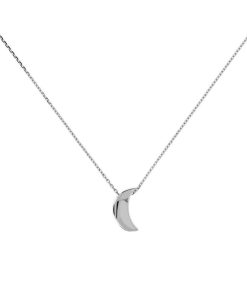 Collane Milor | Collana Maglia Brillantina Con Pendente Scorrevole A Luna In Argento 925 Placcato Platino