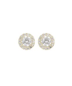 Orecchini Milor | Orecchini A Lobo Punto Luce E Pave In Cubic Zirconia Oro 9Kt