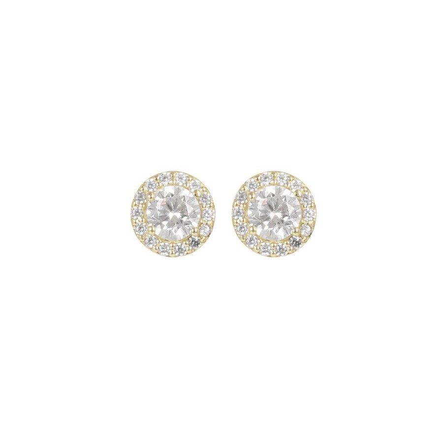 Orecchini Milor | Orecchini A Lobo Punto Luce E Pave In Cubic Zirconia Oro 9Kt